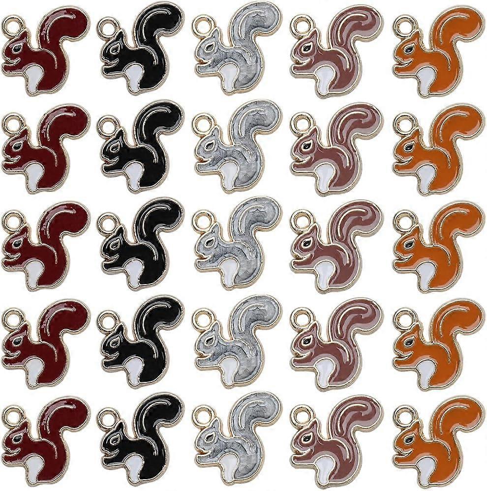 1Box 50Pcs Squirrel Charm Squirrel Charms Bulk Autumn Fall Harvest Thanksgiving Charms Gold Enamel Animal Charm