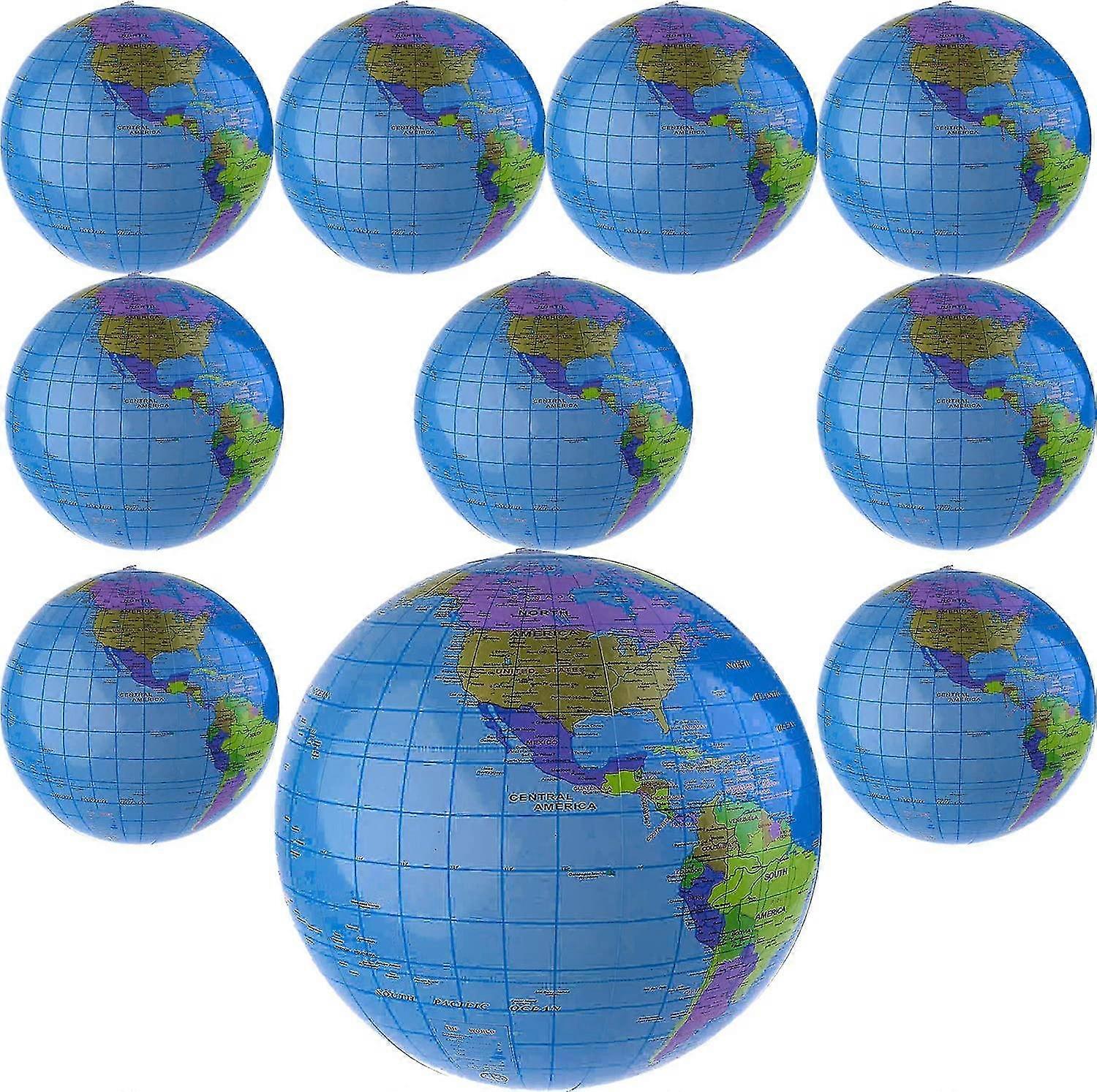 10 Pack 16 Inch Inflatable World Beach Ball For Beach Playing Teaching Or Party