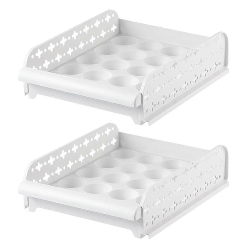2pcs kitchen egg box plastic drawer type compartments crisper storage box