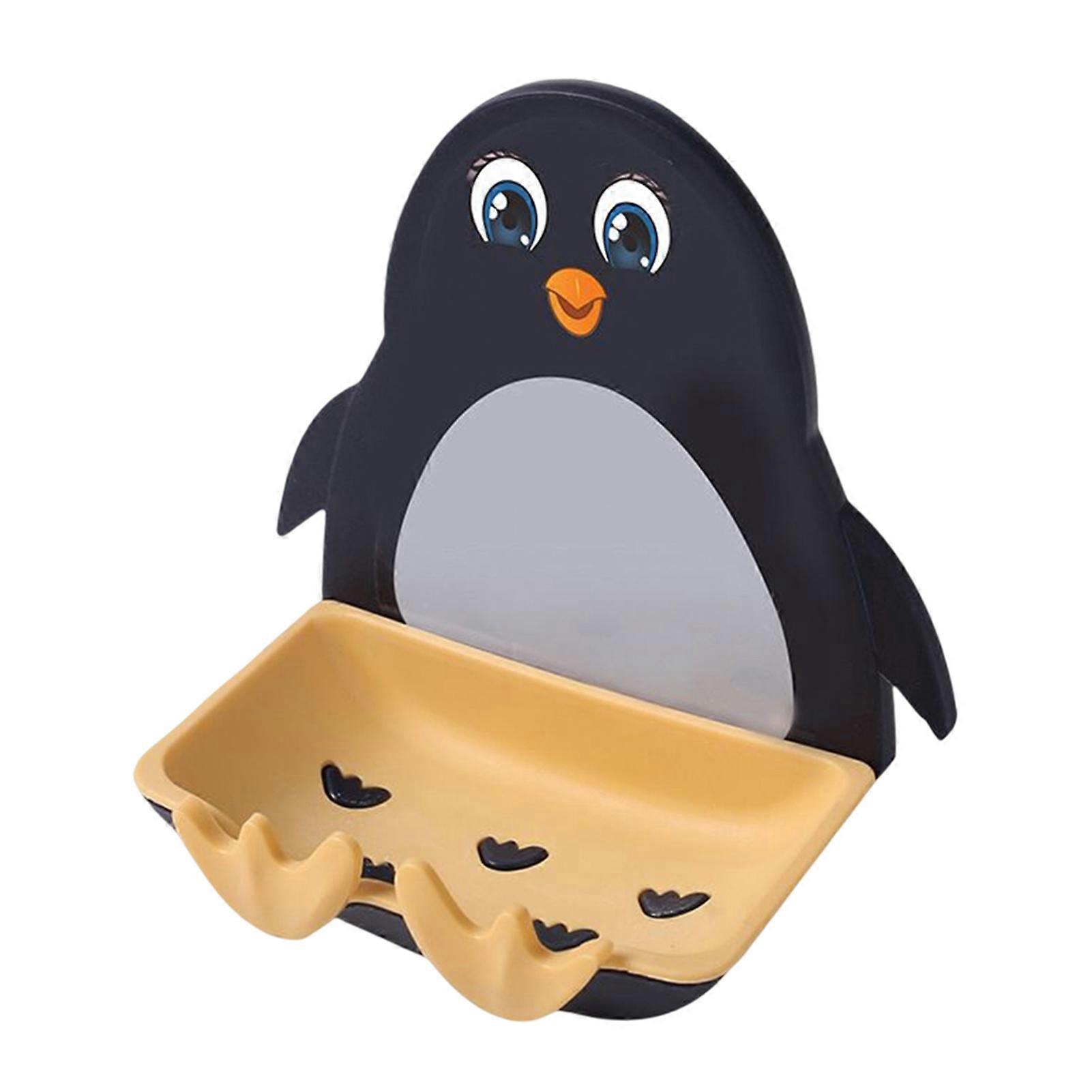 Penguin Soap Box Suction Cup Wall-Mounted Soap Box Shelf Bathroom Non-Perforated Shelf Soap Box
