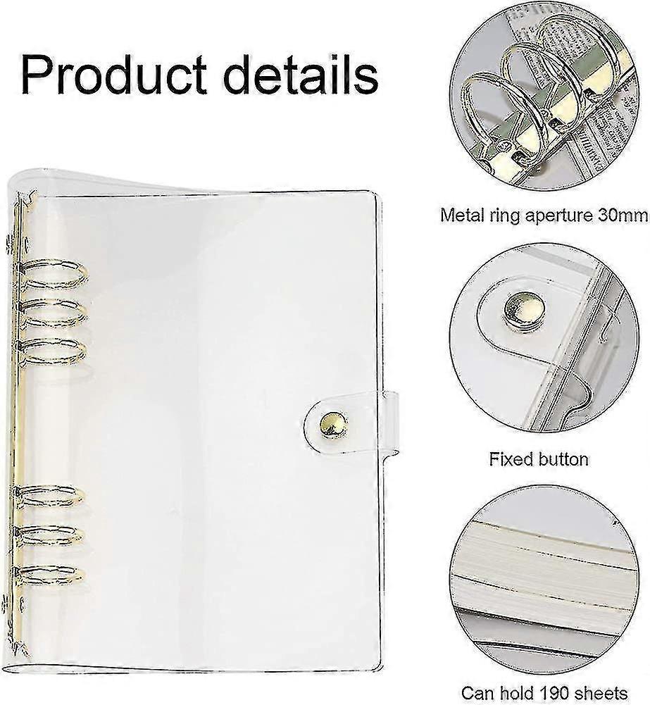 A5 Clear Notebook Cover Soft Pvc Binder Cover With 6 Extra Large Round