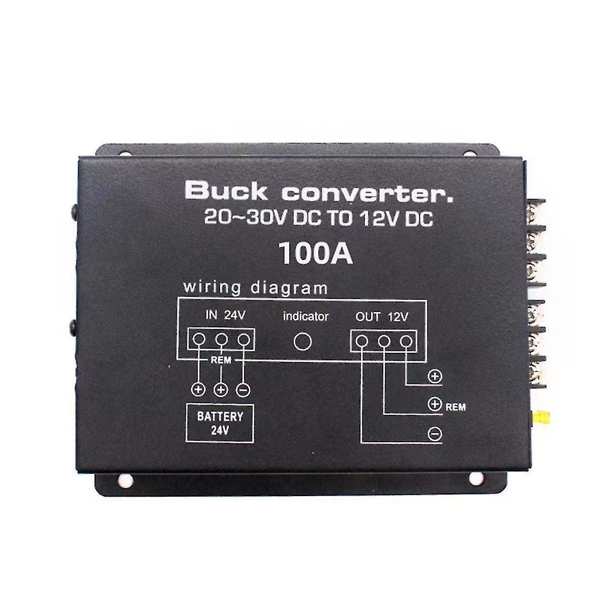 100A DC 24V إلى 12V محول طاقة السيارة محول كهربائي مع التحكم في درجة الحرارة لعربة الجولف نادي سيارة شاحنة حافلة