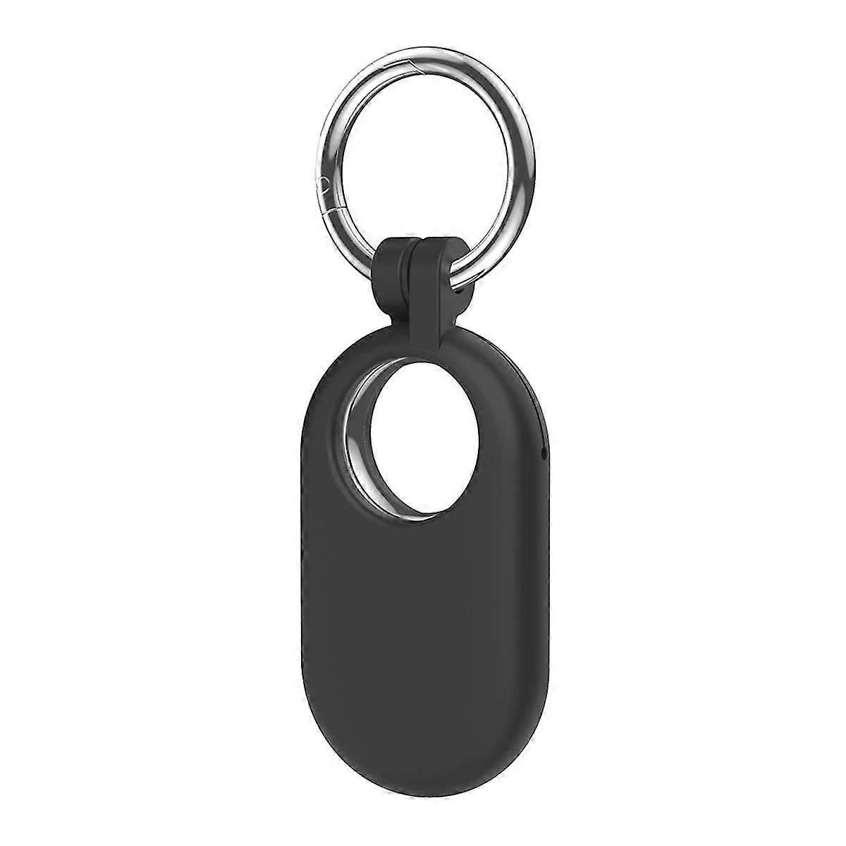 Galaxy SmartTag 2 Locator Case Portable Protector Case Soft Silicone Protective Cover with Iron Ring Black