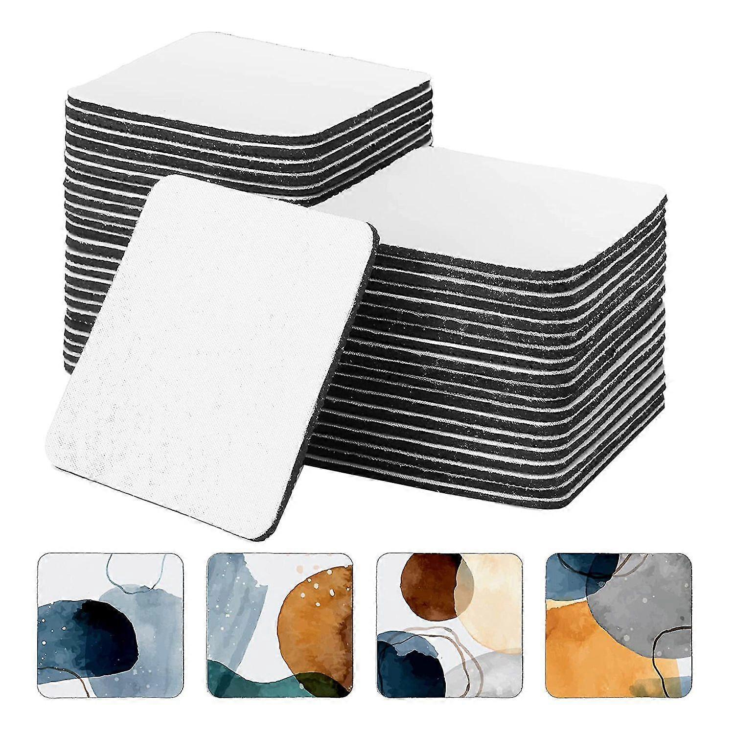 50pcs Square Sublimation Coaster Sublimation Blank Cup Coasters Square Blank Rubber DIY Coasters He