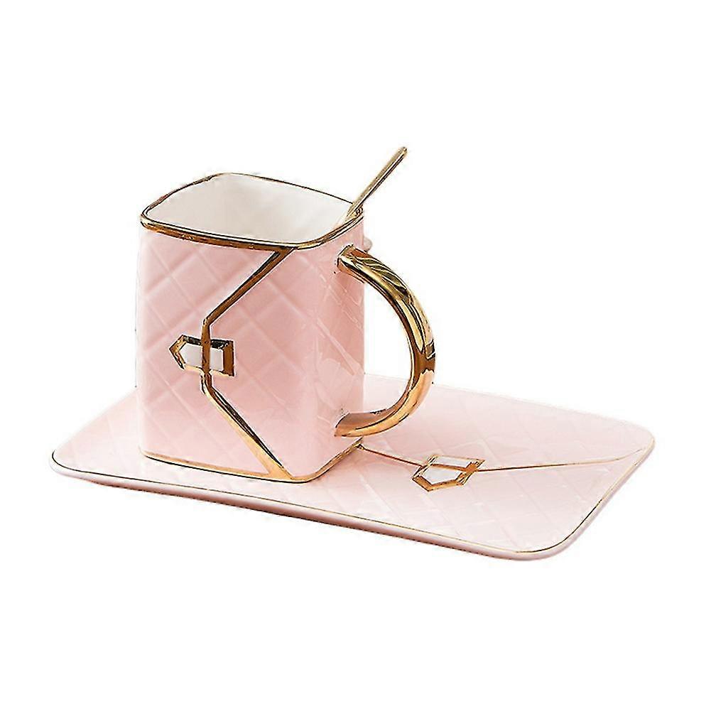 Gold-painted Coffee Cup And Saucer Set Creative Bag Modeling Ceramic Saucer Mug Cup Coffee Cups Ori