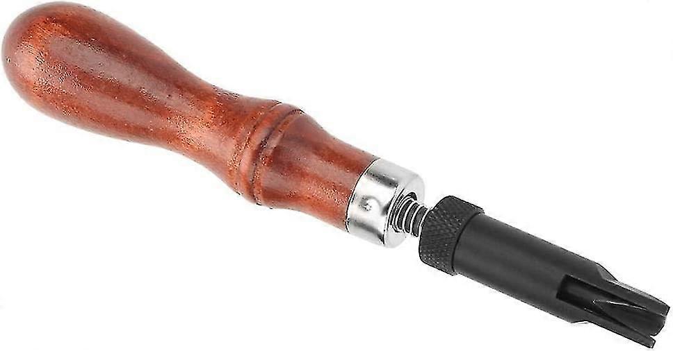 Leather Grooving Tool Leather Processing Grooving Tool Wooden Handle Craft Chisel Wooden Leather Craft's Tool (brown) (1pcs)