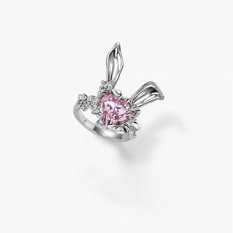 Broken ear rabbit heart Ring