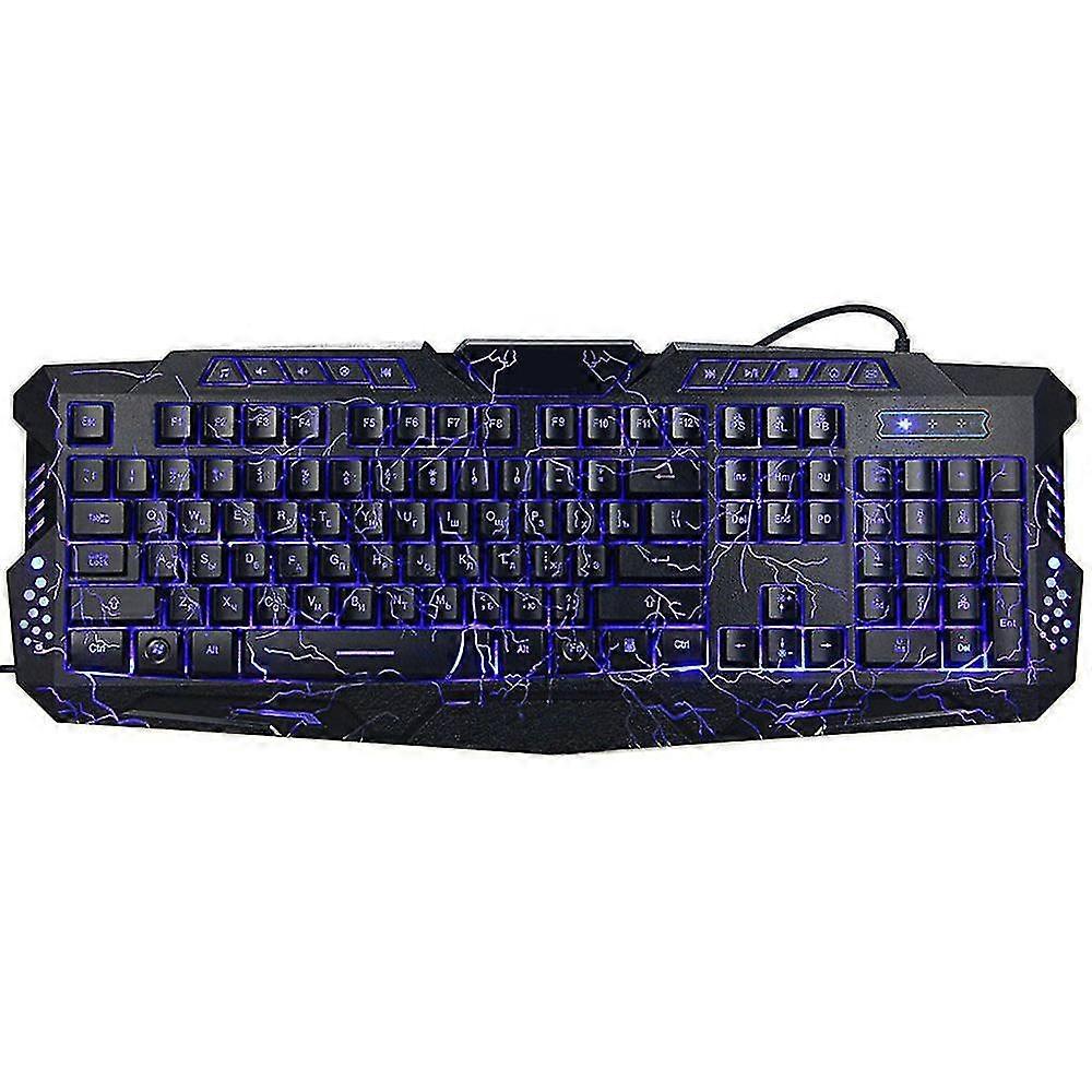Color Backlit Gaming Keyboard With Black Fire Crack Pattern And Fire Cracks