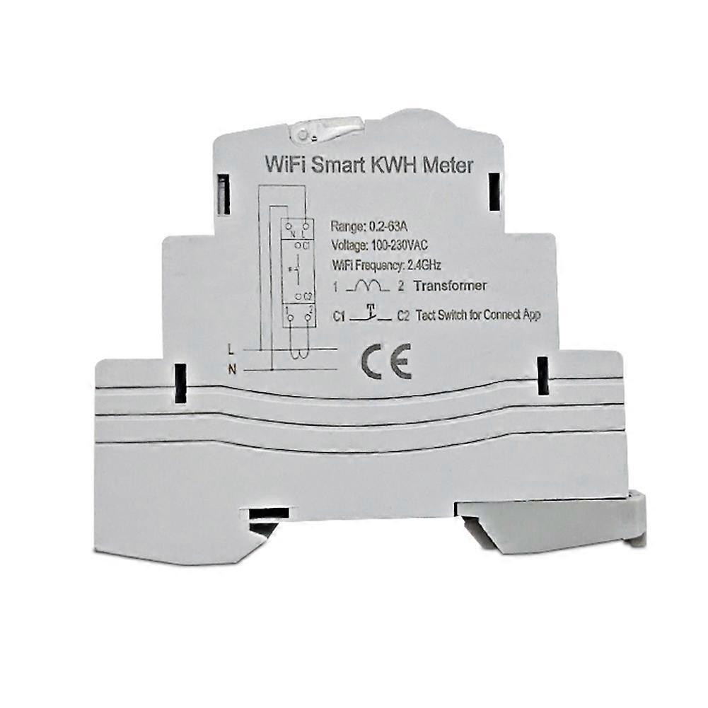 Tuya Single Phase WiFi Intelligen Energy Meter 100A Din Rail Precisely Measuring Voltmeter Ammeter
