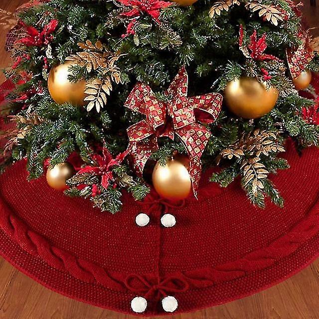 Ourwarm Christmas Tree Skirt Xmas Tree Decoration Ruffled Trim-style Cotton Christmas Tree Decor Red-black Plaid 48inch