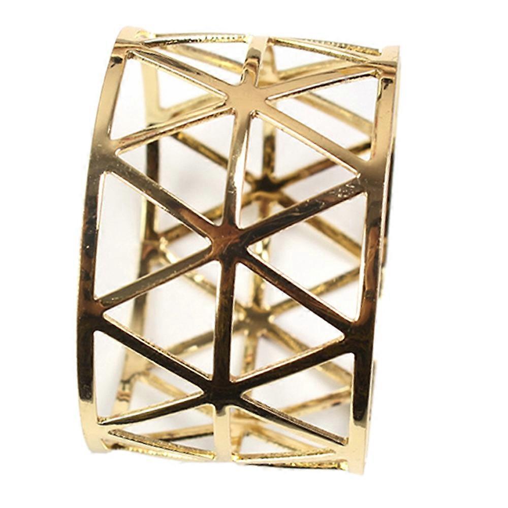 6Pcs Gold Geometric Hollow Napkin Rings Serviette Holder for Party Hotel Banquet Dining Room Table