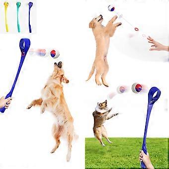 Perro mascota que lanza palo con pelotaPerro que lanza pelota de jugueteMascota que lanza palo de entrenamiento pelota de lanzamientoAzul