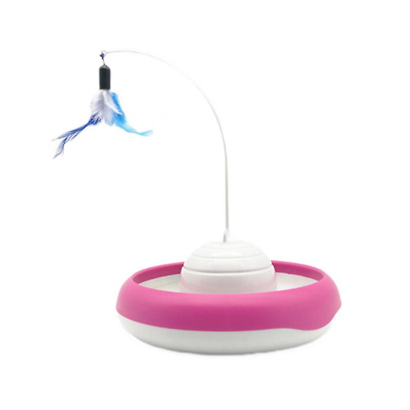 Interactive Cat Toy with Electric Spinning Feather Toy and Ring Ball Puzzle Game Pen