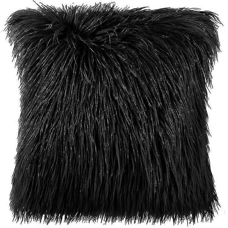 Set Of 2 Throw Pillow Covers With Single-sided Long Faux Fur-YH