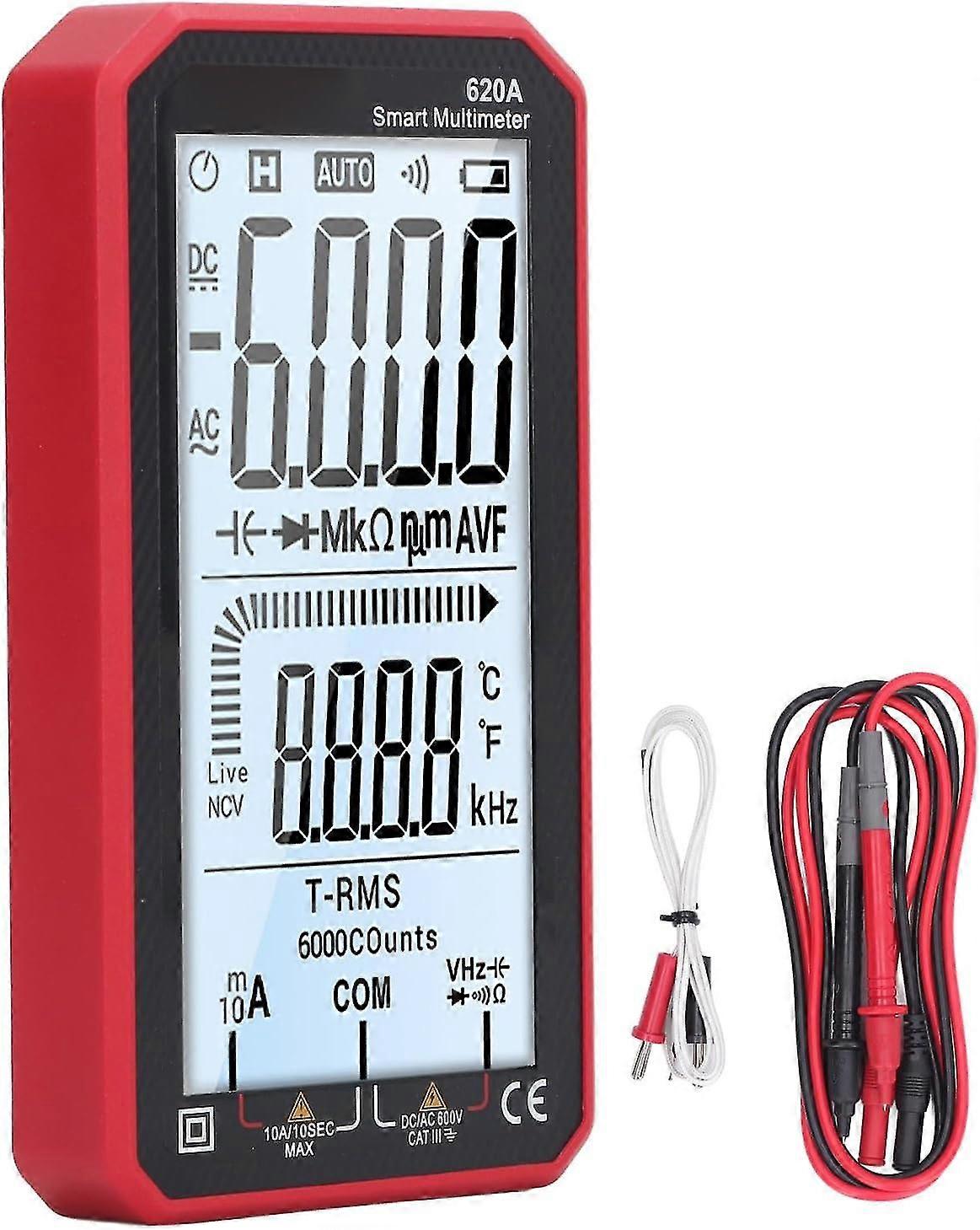 Digital Voltage Multimeter, 6000 Counts Auto Ranging Ncv Tester for Voltage, Current, Resistance Measurement