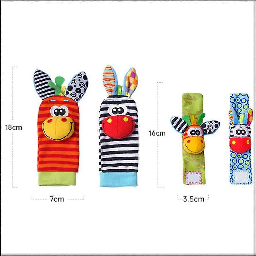Baby Wrist Rattle,4pcs Baby Wrist Rattle and Socks Rattle Strap Rattles and SocksFoot Finder Developmental Toys Gift for Toddlers Boys Girls (Donkey)