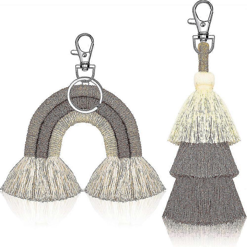 2 kpl Boho Rainbow -avaimenperät Pom Pom Tassel Macrame -avaimenperät naistytöille