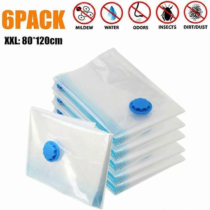 Vacuum Storage Bag with Pump, Set of 6 XXL Vacuum Storage Bags - 80120cm - Random Color - Blue