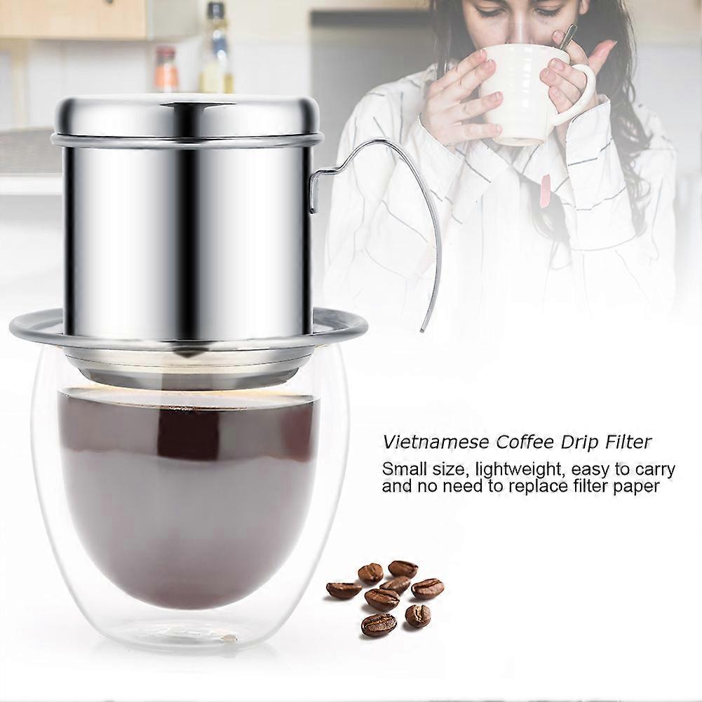 Vietnamese Coffee Drip Filter Maker Infuser Stainless Steel Cup Home Silver