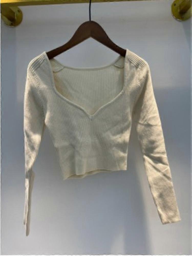 Autumn Autumn Short Square Collar Thin Pullovers Sweater
