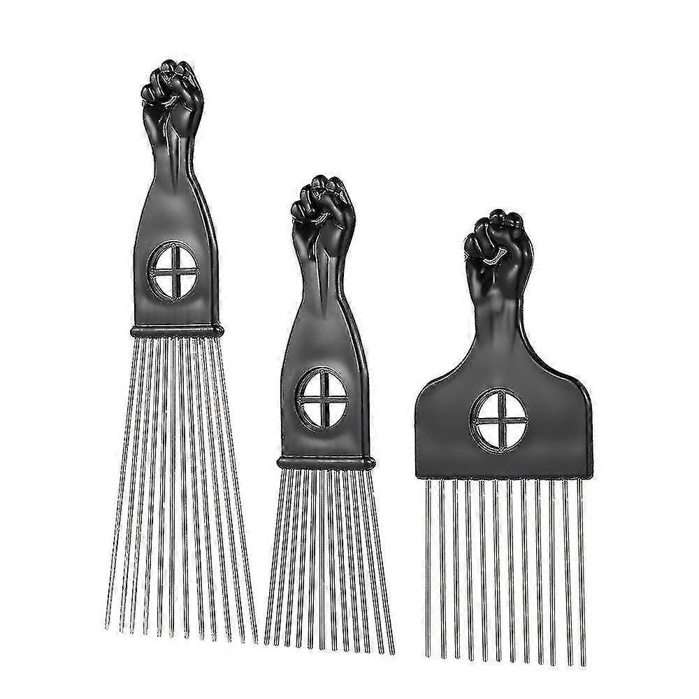 3pcs Metal Afro Comb Pick Comb Hairstyle Styling Tool