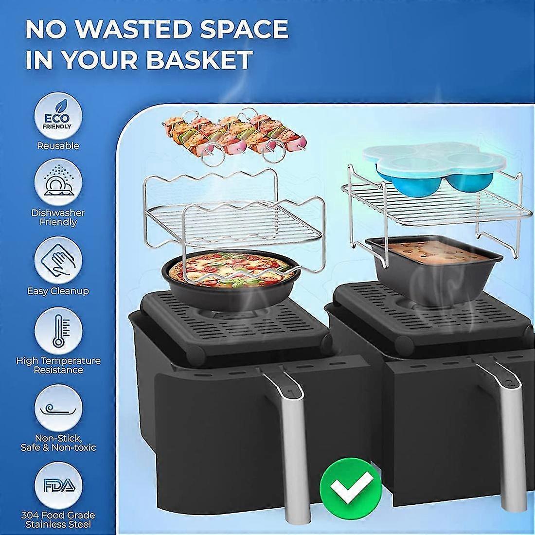 2pcs For Ninja Dual ,with Barbecue Sticks For Double Basket Air Fryers Baking
