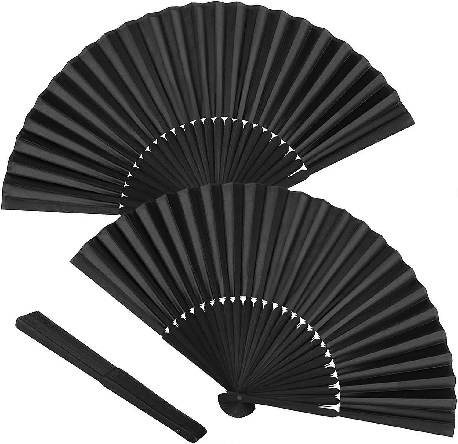 2-pack bamboo silk folding fan handheld, Chinese retro fabric fan, used for performance, dance, combat, wedding