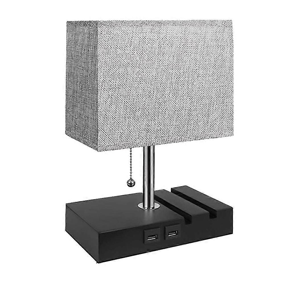 Table Lamp For Bedroom With 2 Usb Ports, Small Usb Bedside Lamp With 2 Phone Stands, Desk Lamp Us P