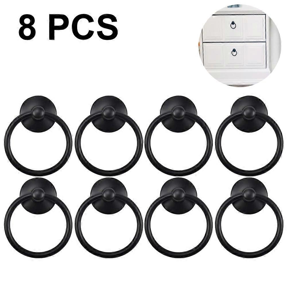 8PCS Vintage Cabinet Ring Knobs Round Antique Drawer Pulls Handle for Door Cupboard Drop
