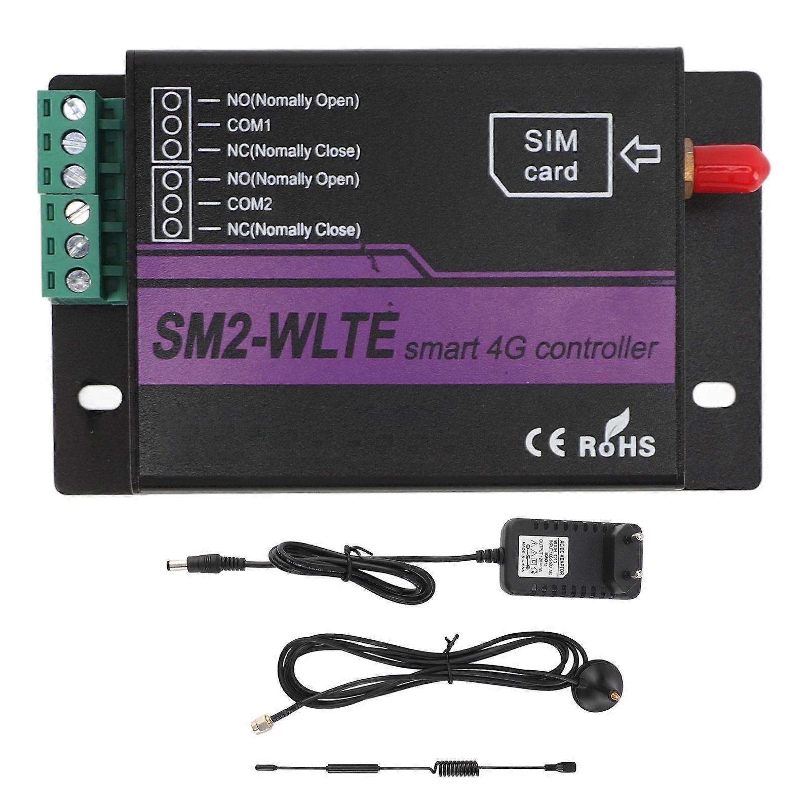 SM2 WLTE EC 4G Relay Switch SMS 2 Channel Mobile Phone Access APP Web Temperature Humidity Power Failure Alert Door Control Opener 100240V