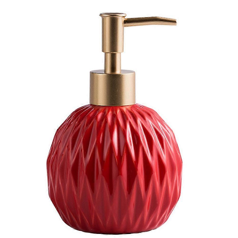 Ceramic Round Soap Dispenser Lotion Dispenser For Bathroom And Kitchen(red)