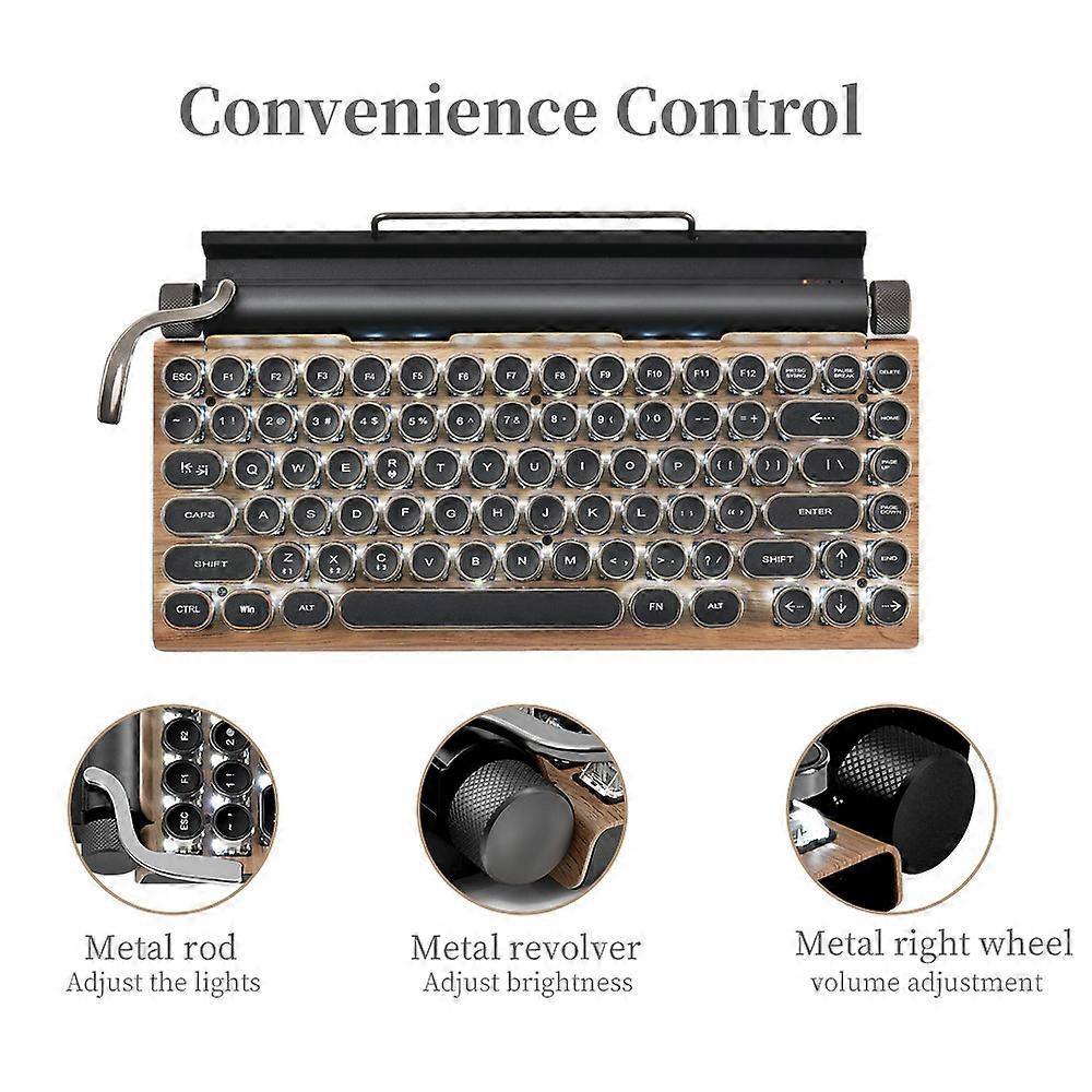Mechanical Gaming Wireless Retro Typewriter 83 keys Bluetooth Backlit Keyboard Punk Sense Of Luxury Keypad For Phone Tablet Lapt