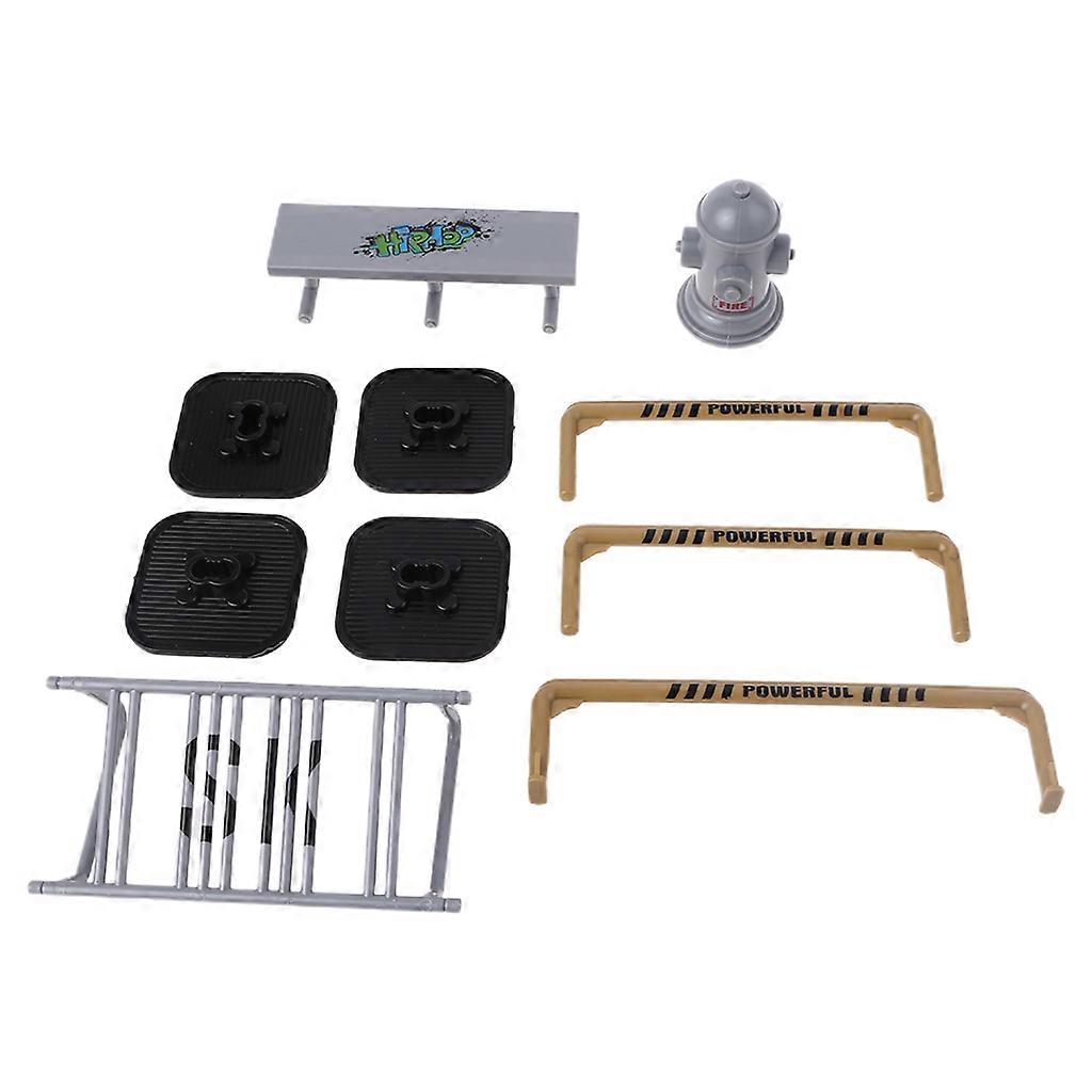 10Pieces Mini Finger Skateboard Obstacles Mini Novelty Gadgets with Accessory
