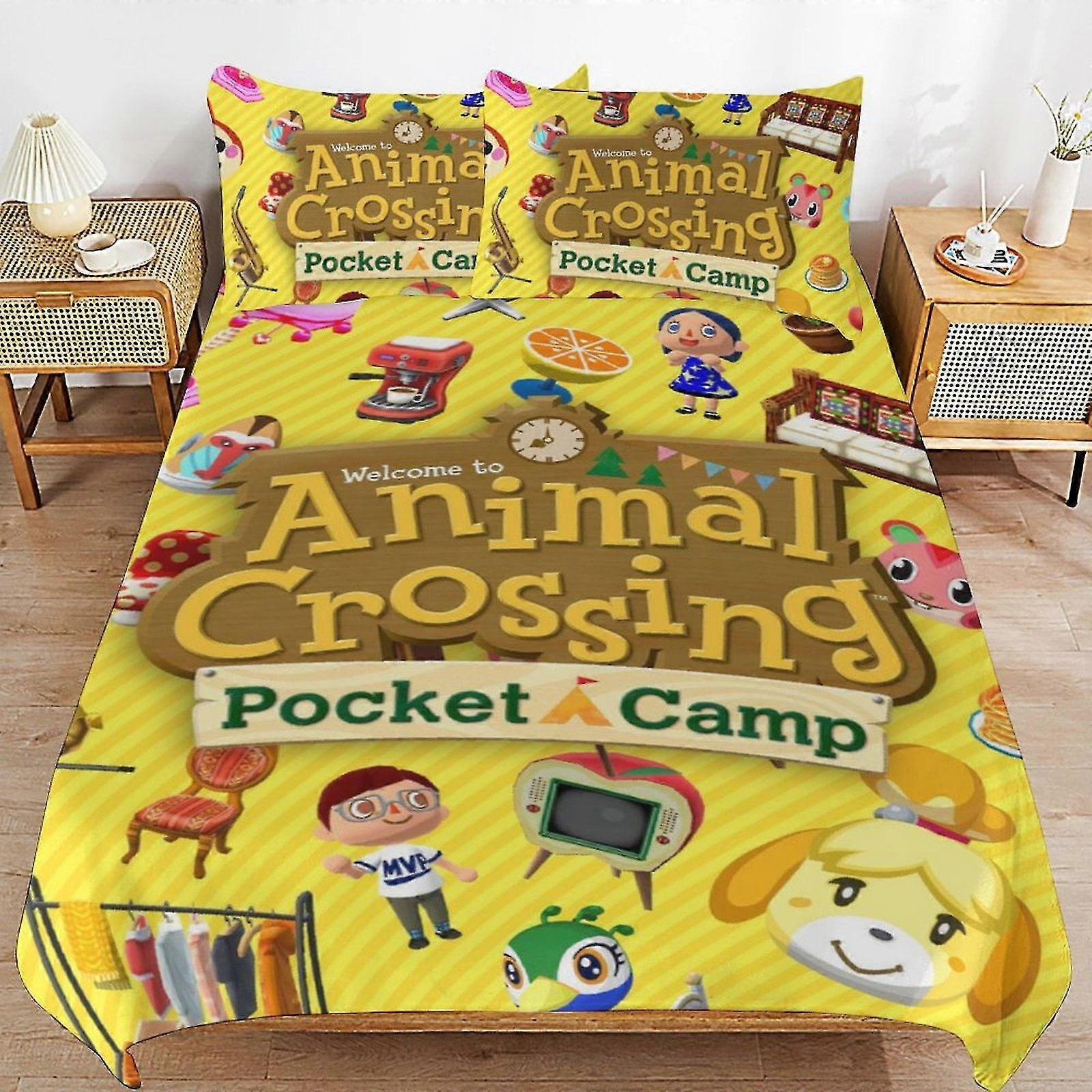 b1810 Lençóis Animal Crossing Edredão Capa de Edredão Conjunto de Cama de 3 Peças 1 Capa de Colcha e 2 Fronhas Lençóis gb1810