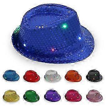 1pc Led Light Up Flashing Sequin Hat Jazz Child Dance Hip Hop Wedding Party Christmas Decoration Party