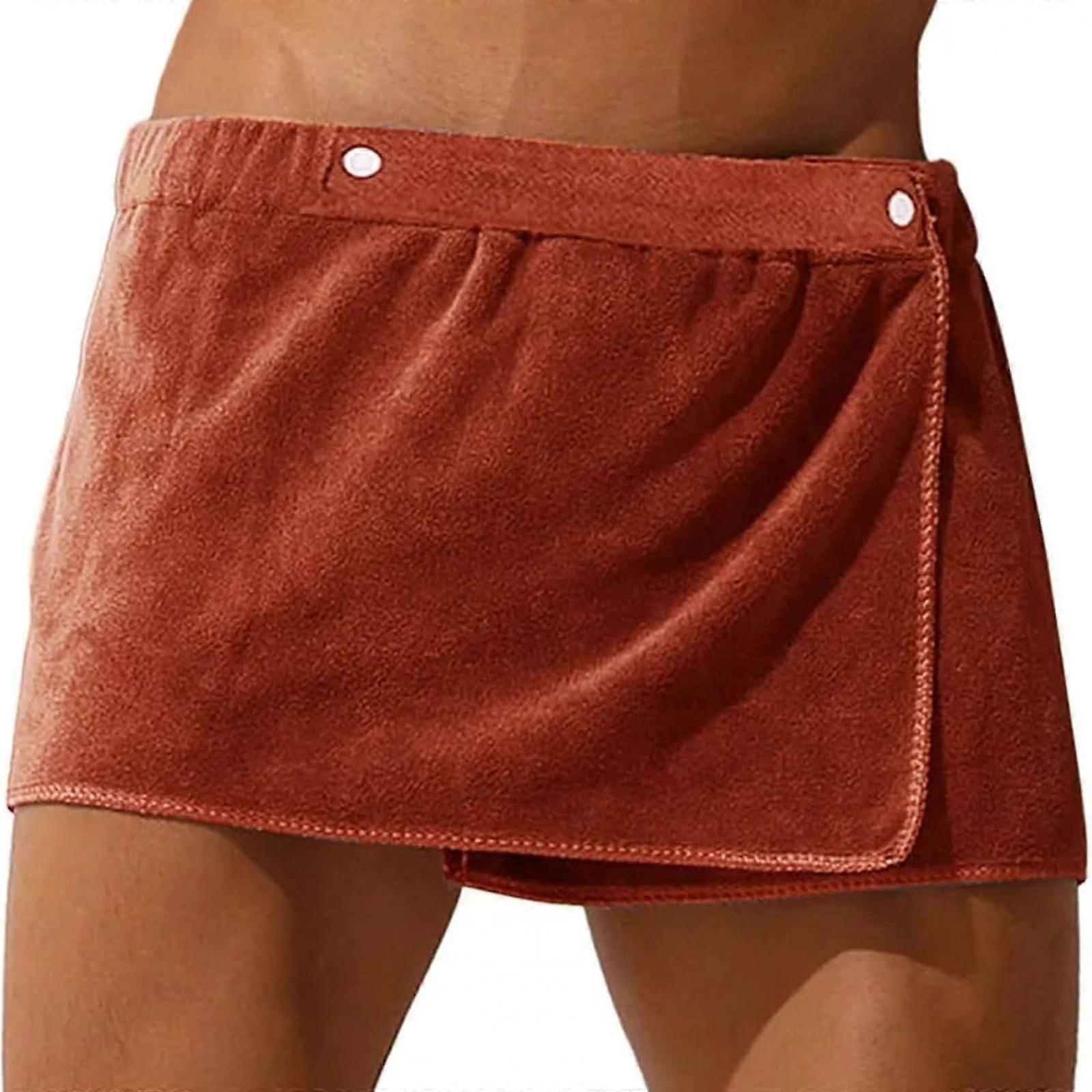 Shorts til mænd, badekåbe, sovebukser, pyjamas i mikrofiber, nattøj, korte håndklædebukser, badekåbebukser i siden, nederdel blød -GSL