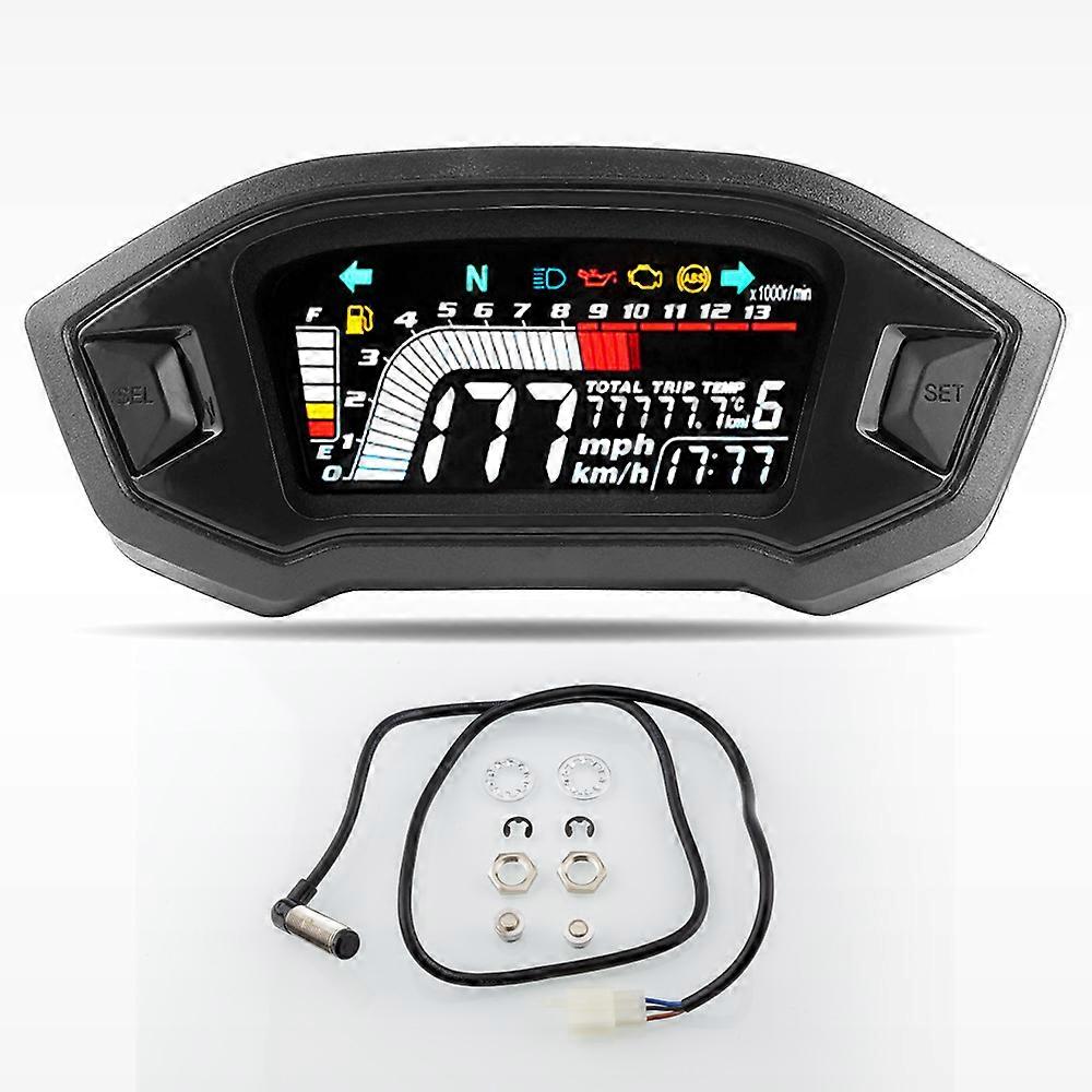 12V LED Backlight Motorcycle Cafe Racer Dual Meter Speedometer Gauge Kit