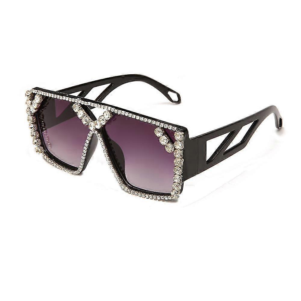 Crystal Oversized Square Solglasögon, Diamond Glitter Solglasögonretro Tjock Ram Solglasögon För Polariserade Speglade Solglasögon Lätt Ram Uv400