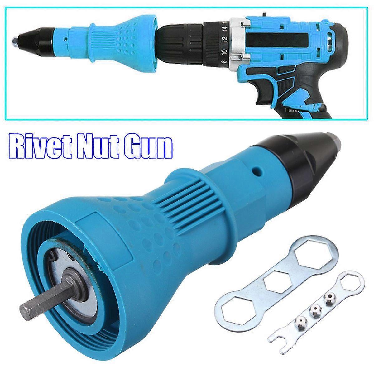 3 Piece Electric Riveter Nut Riveting Tool Set Cordless Riveting Drill Adapter Electrical Drill Accessory with Wrench Nuts