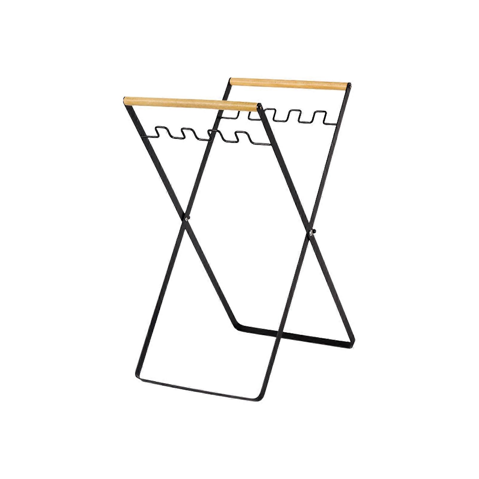 Foldable Portable Trash Bag Rack with Wood Handle - For Outdoors, Camping, Parties, and Recycling - Lightweight and Easy to Assemble