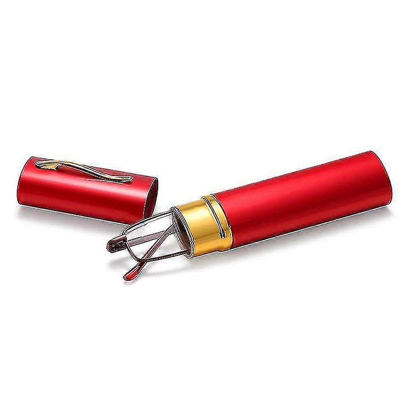 Lunettes de lecture Metal Spring Foot Lunettes de lecture portables avec tube (rouge)
