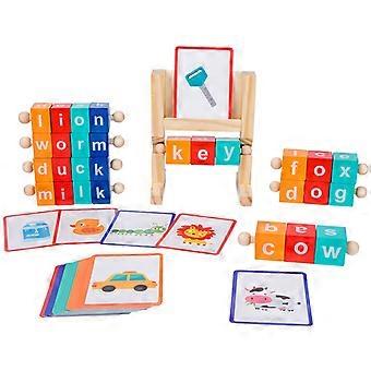 Hölzerner Leseblock Konsonant Vokal Buchstabierspiel Lernkarten Montessori