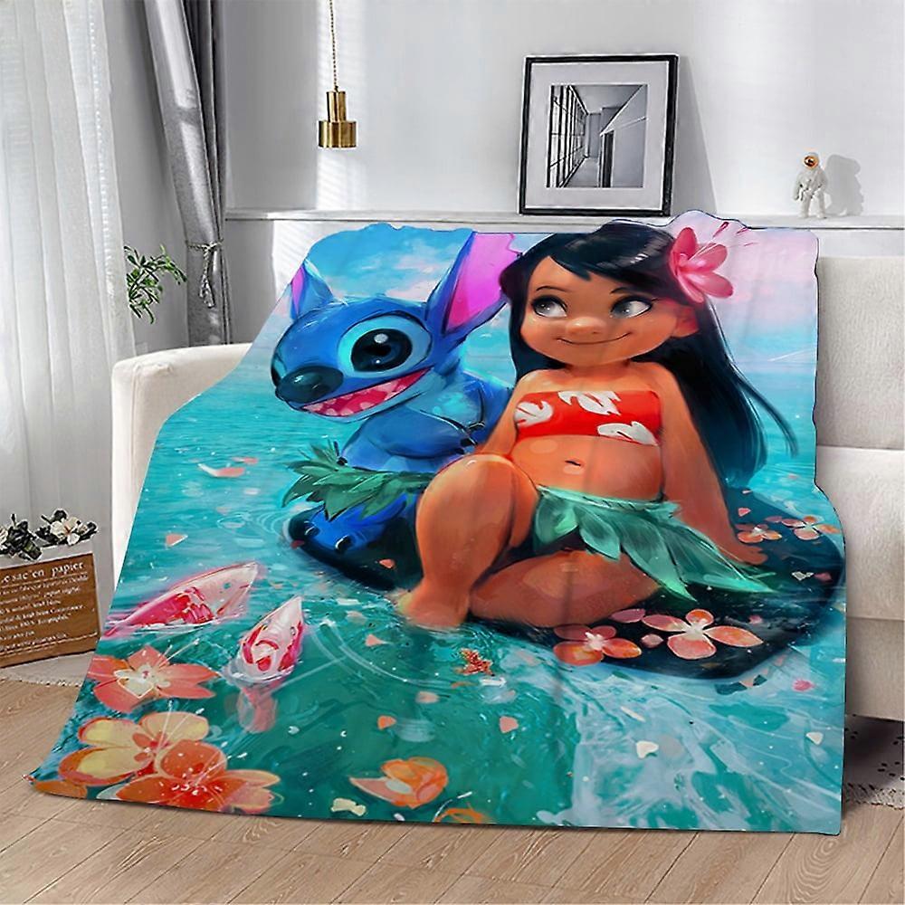 Christmas Lilo & Stitch cover blanket, plush grid comfortable fluffy carpet sofa soft bed supplies sofa flange plush plushWT16