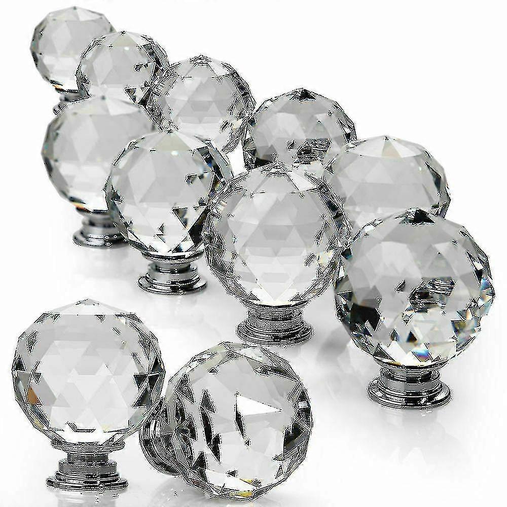 20 X Crystal Glass Door Knobs Diamond Drawer Knobs Cabinet Draw Pull Handle - Snngv