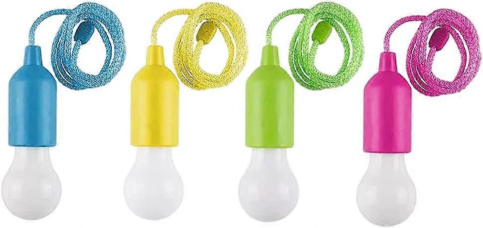4 Pack,Led Pull Cord Light Bulb,Haning String Light,Portable Hanging Battery Operated Camping Lamp