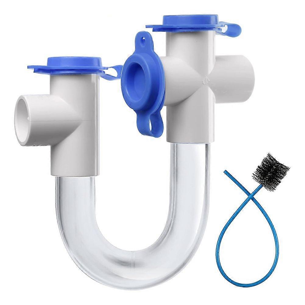 3/4 Clear PVC U Trap Pipe Fitting Connector with Cleaning Brush for HVAC Condensate Drain System