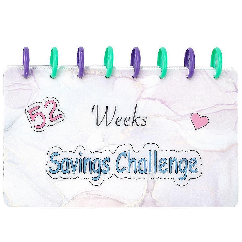 PET Challenge Savings Binder 52 Weeks Budget Planner Book with 18 Pages for Saving Money Rectangle Misty Rose 215x144x28mm