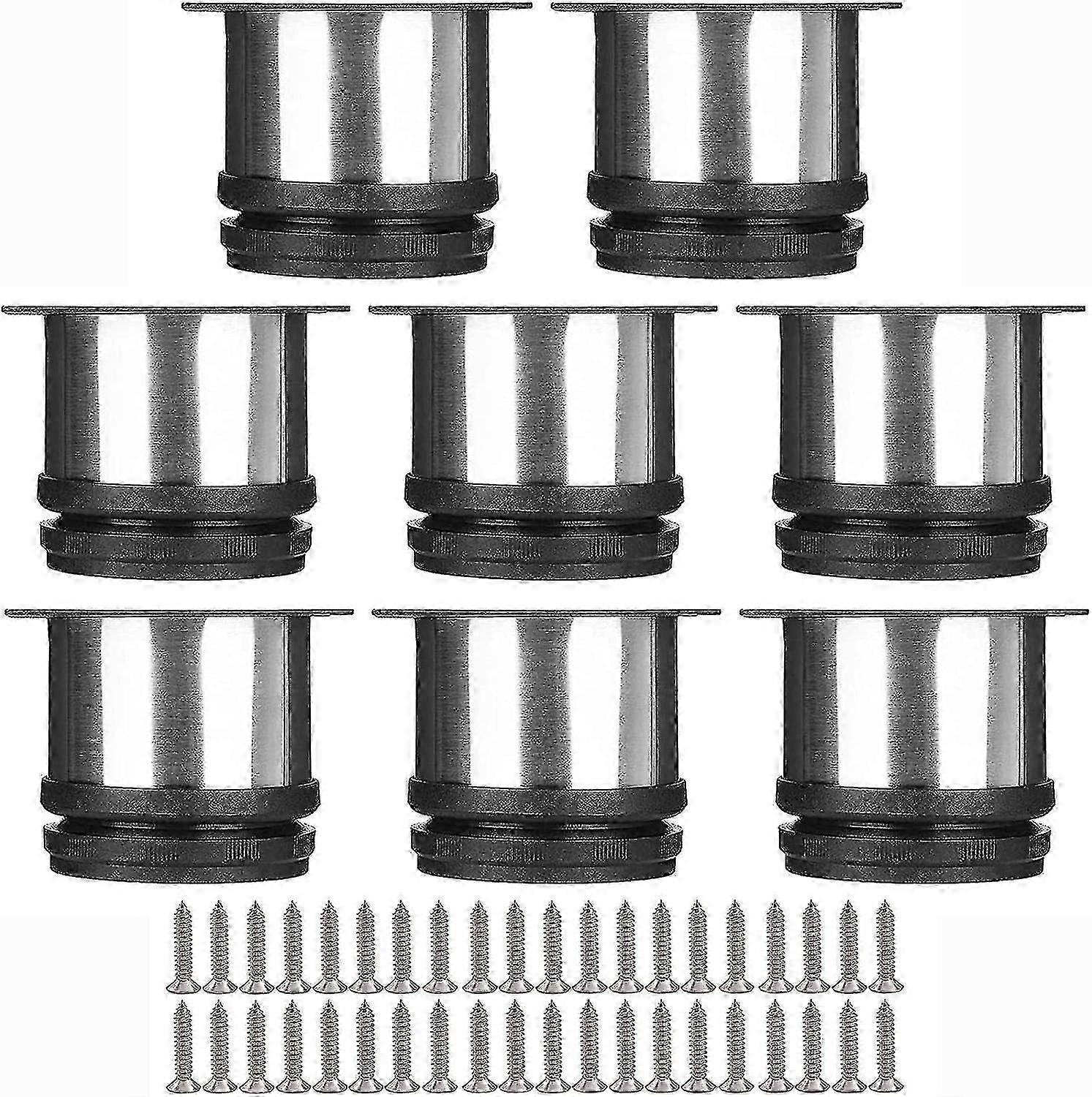 مجموعة من 8 أرجل أثاث ، ساق مطبخ قابلة للتعديل 50 مم / ارتفاع 50 مم مستديرة معدنية من الفولاذ المقاوم للصدأ أريكة طاولة الساق أقدام جيدة