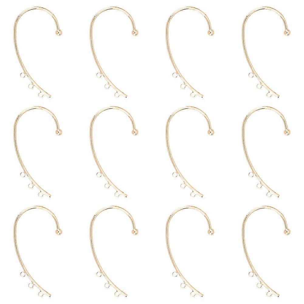 1Box 12Pcs Brass Ear Cuff Findings Climber Wrap Around Earring Wire with 3 Horizontal Loop Golden 50x28x4mm Hole: 1.8mm