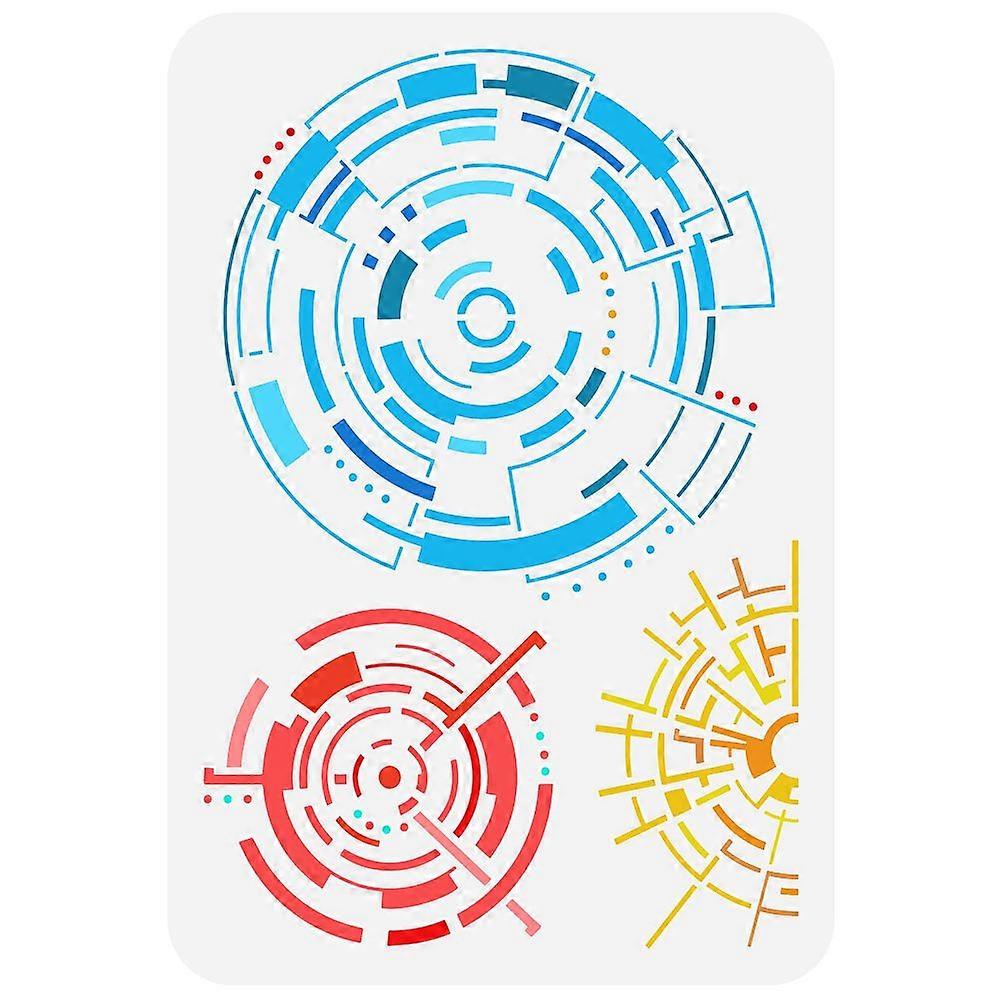 1pc Plastic Drawing Painting Stencils Templates for Painting on Scrapbook Fabric Tiles Floor Furniture Wood Rectangle Target Pattern 29.7x21cm